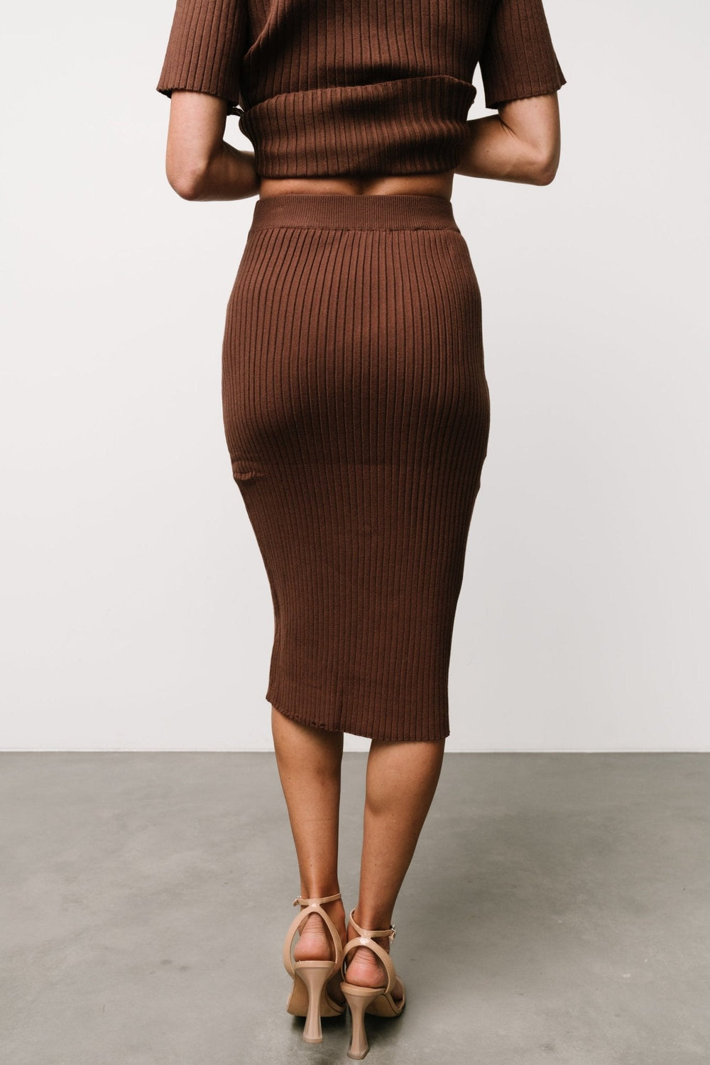 Stormi Ribbed Midi Skirt | Baltic Born Brown