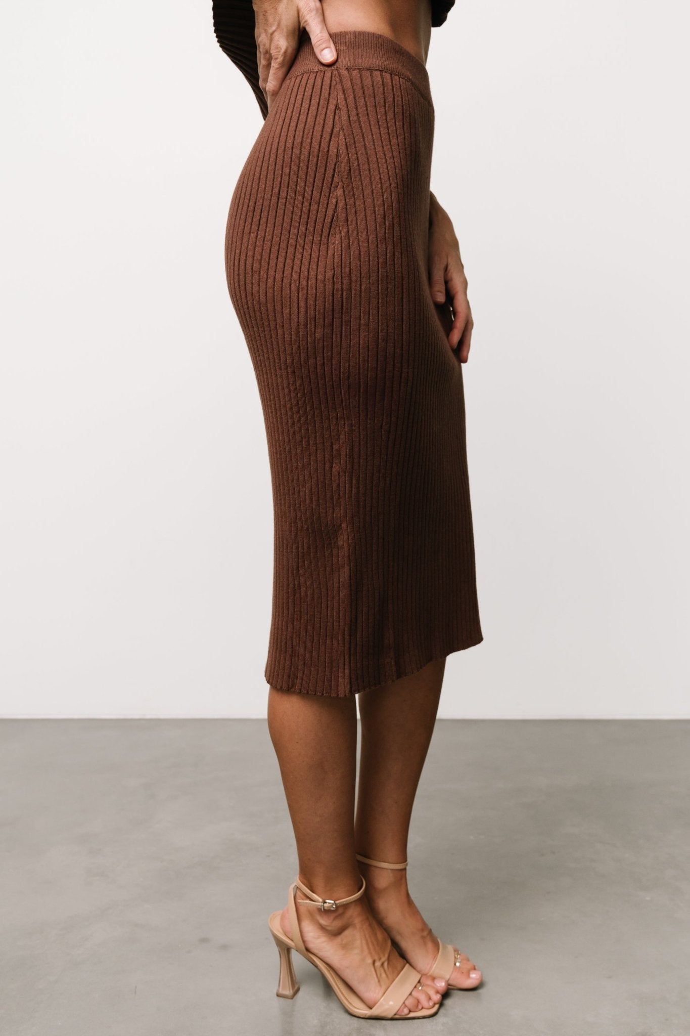Stormi Ribbed Midi Skirt | Baltic Born Brown