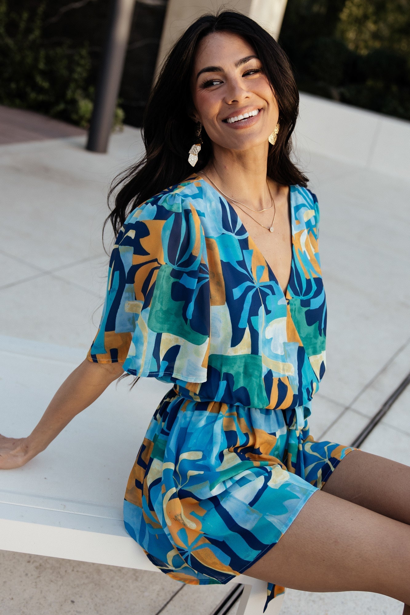 Karissa Romper | Baltic Born Blue Multi Print