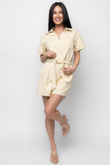 Korra Zip Up Romper | Baltic Born Light Yellow + White