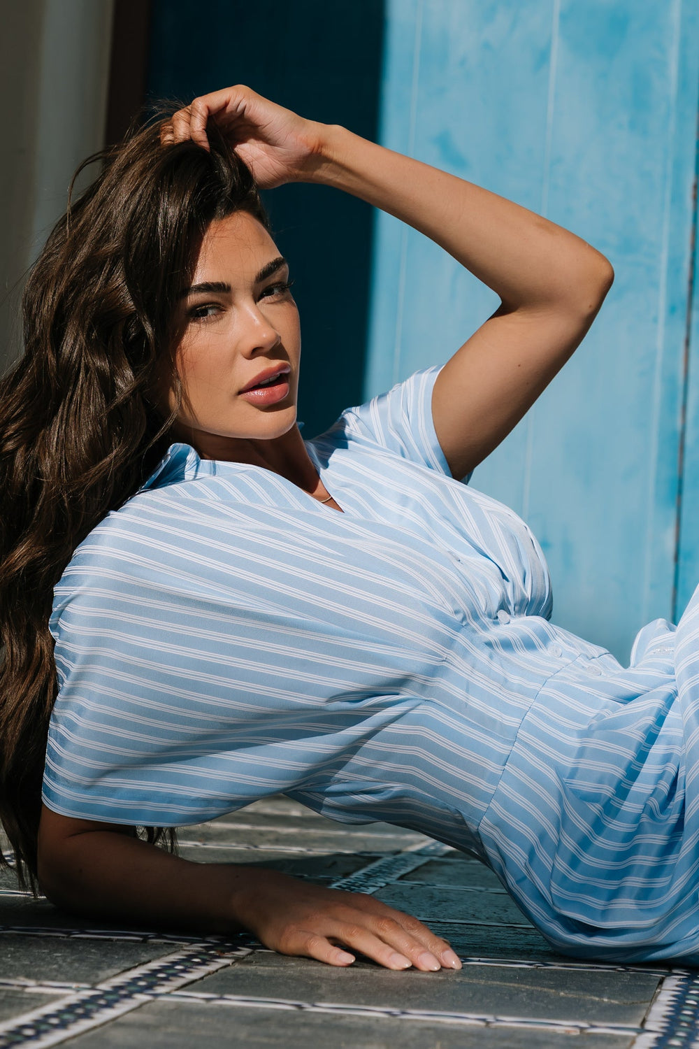 Sariah Jumpsuit | Baltic Born Blue Stripe