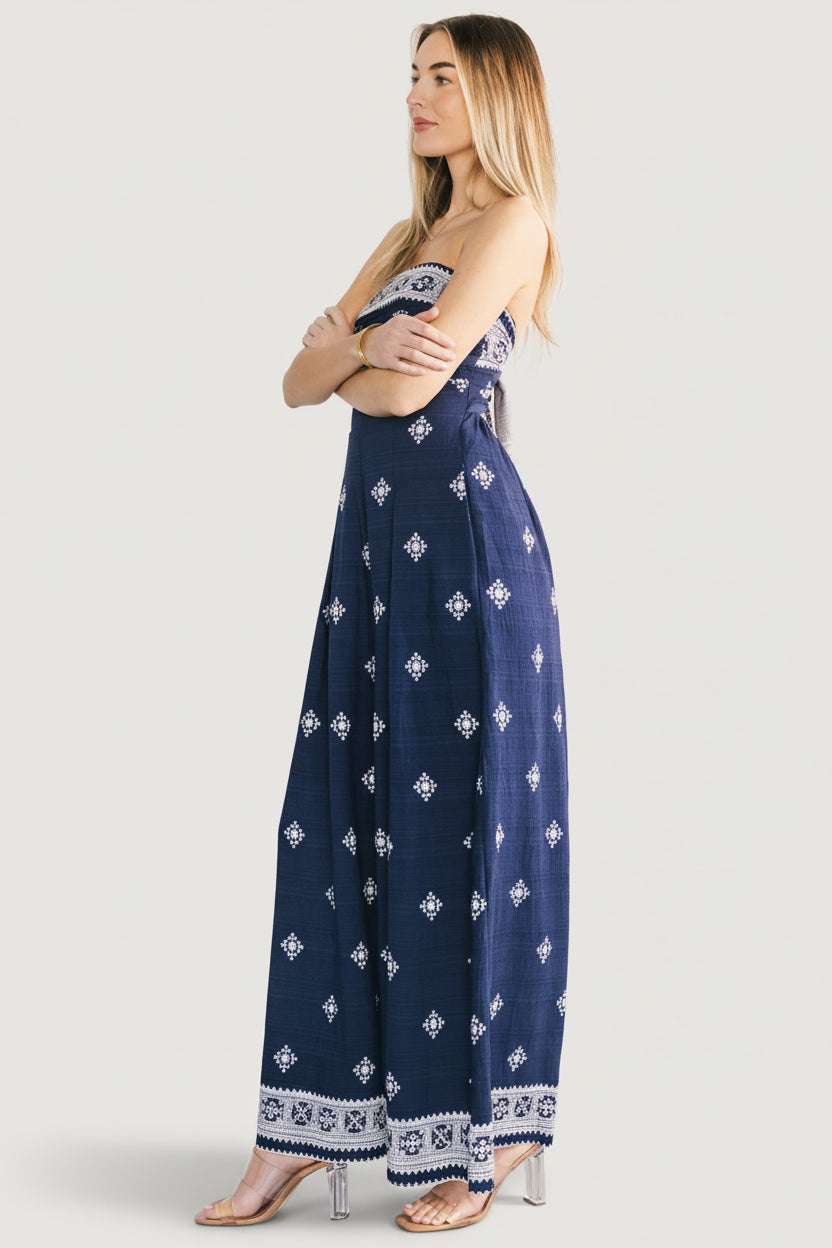 Córdoba Strapless Jumpsuit | Baltic Born Navy Print