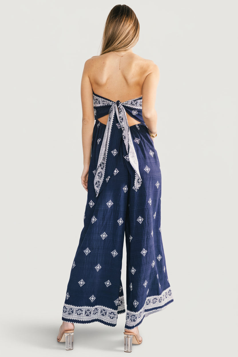 Córdoba Strapless Jumpsuit | Baltic Born Navy Print
