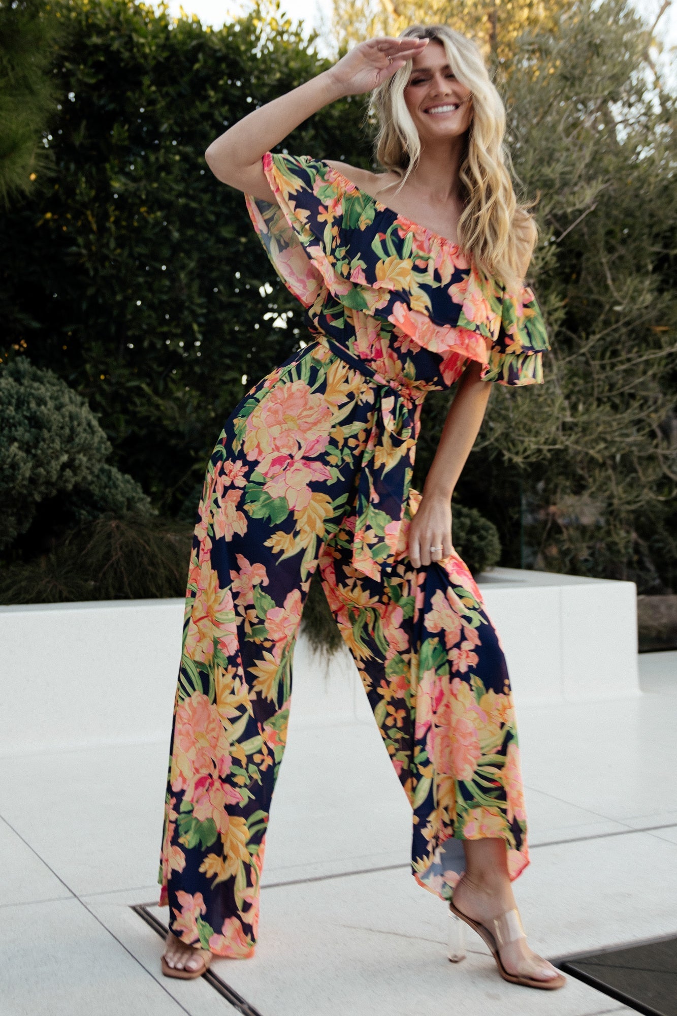 Capistrano Ruffle Jumpsuit | Baltic Born Navy Floral