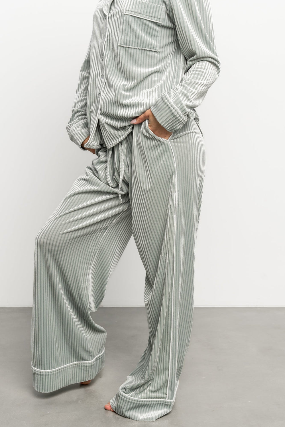 Klara Ribbed Velvet Pajama Set | Baltic Born Sage