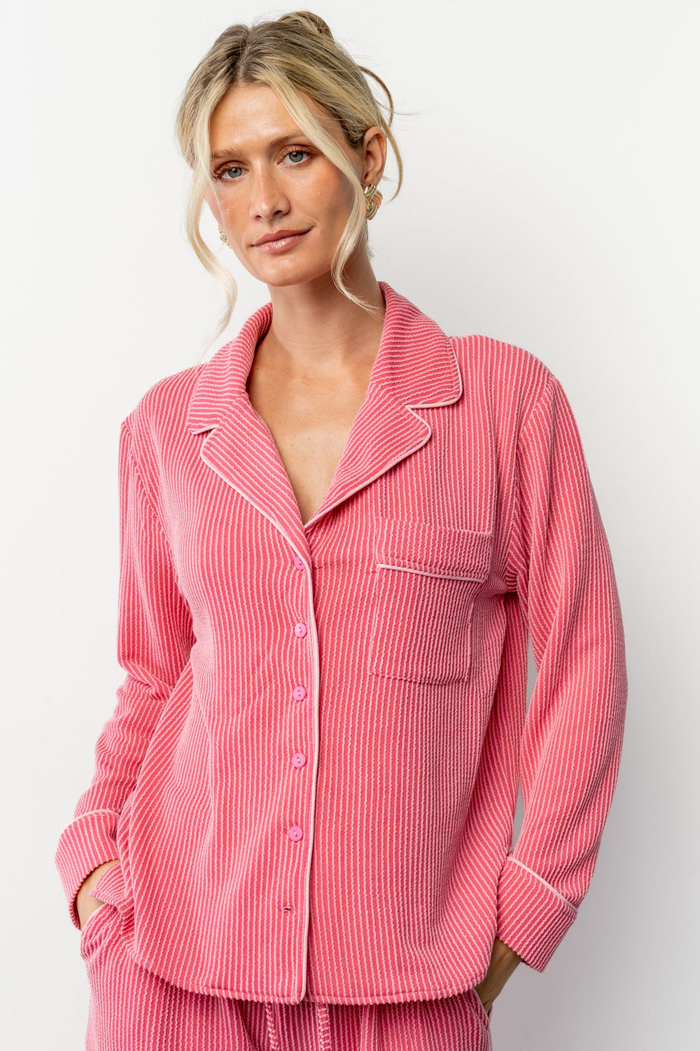Eloise Ribbed Pajama Set | Baltic Born Pink