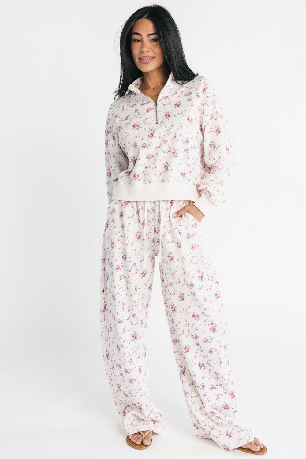 Allison Lounge Set | Baltic Born Ivory + Pink Floral
