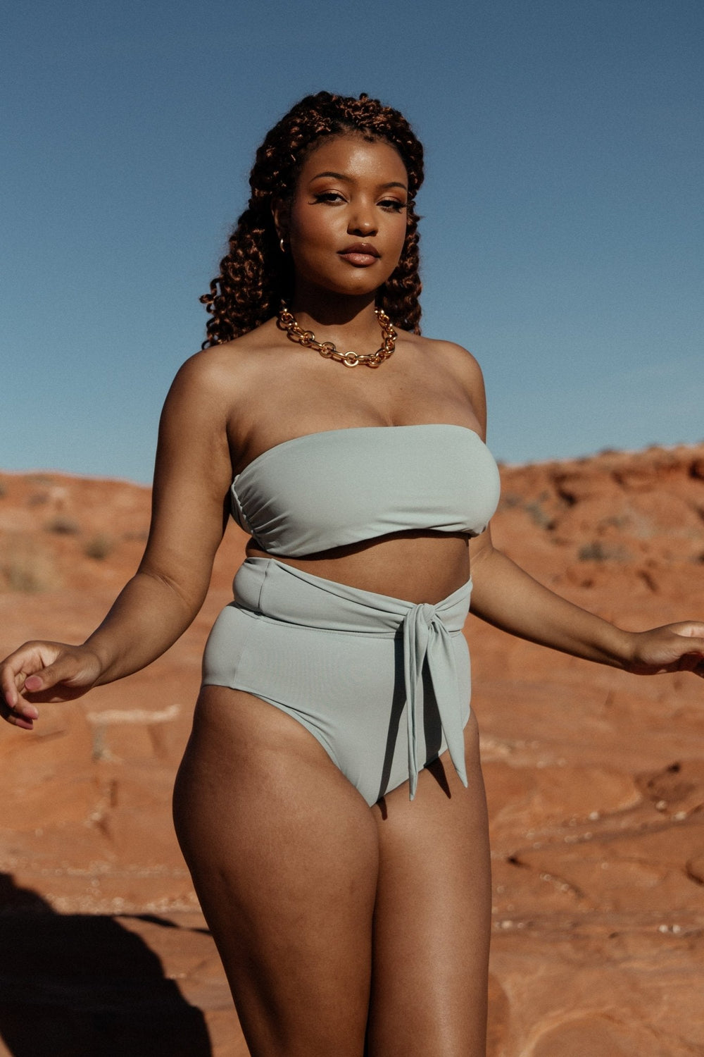 Milos High Waist Bikini Bottom | Baltic Born Sage