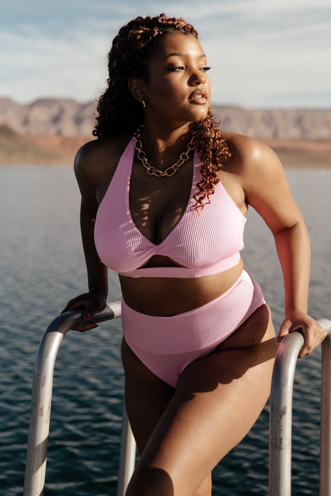 Del Mar Ribbed Bikini Top | Baltic Born Pink