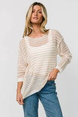 Valissa Open Knit Top | Baltic Born White + Sand