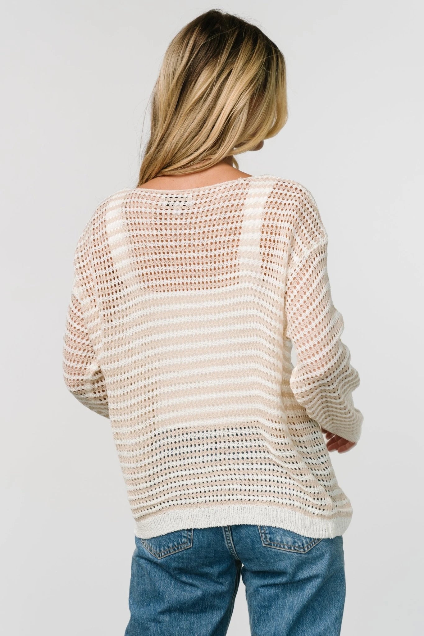 Valissa Open Knit Top | Baltic Born White + Sand