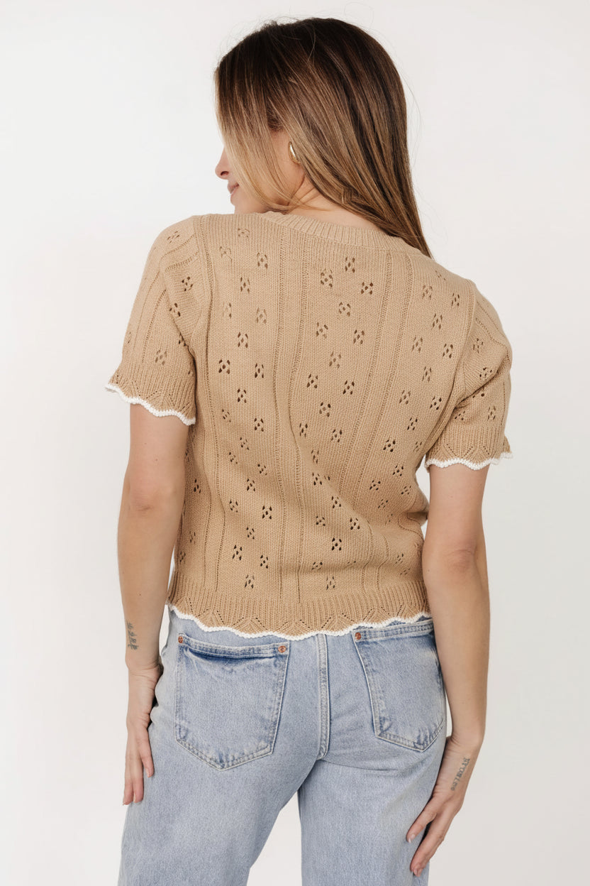Britt Pointelle Knit Top | Baltic Born Natural + Ivory