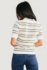 Bahía Knit Stripe Top | Baltic Born Sage + Off White