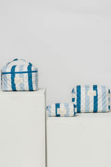 Kelani Quilted Cosmetic Bag Set | Baltic Born Blue Stripe
