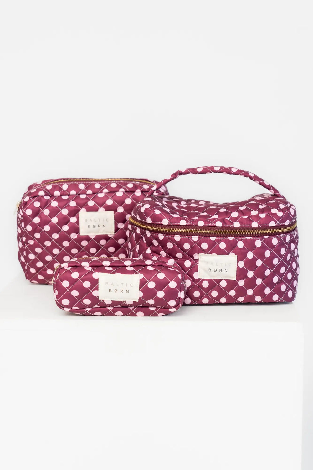 Kelani Quilted Cosmetic Bag Set | Baltic Born Berry + Pink