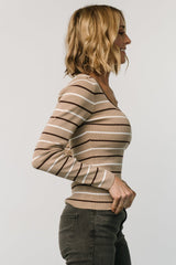 Kaylee Long Sleeve Top | Baltic Born Taupe Stripe