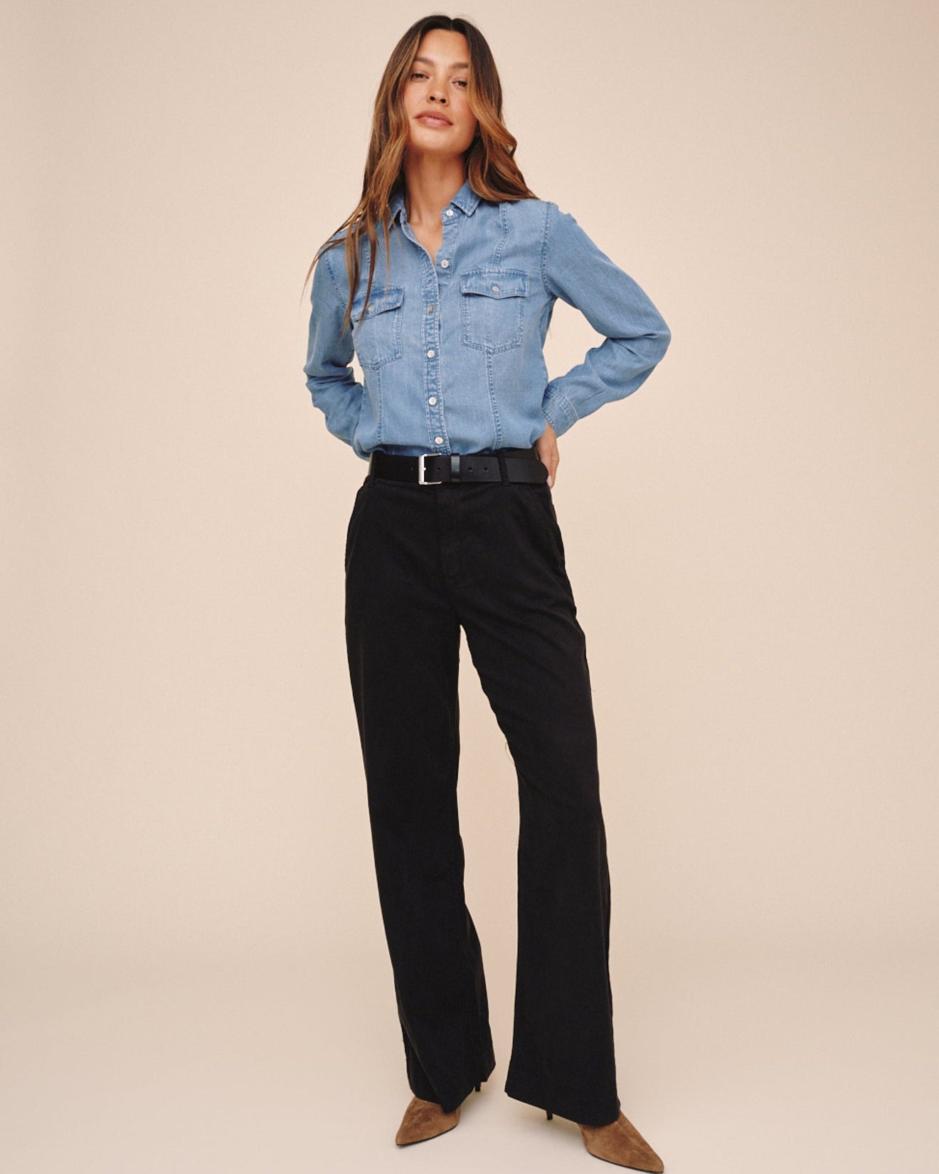 Bella Dahl Long Sleeve Seamed Shirt - Indigo Harbor Wash