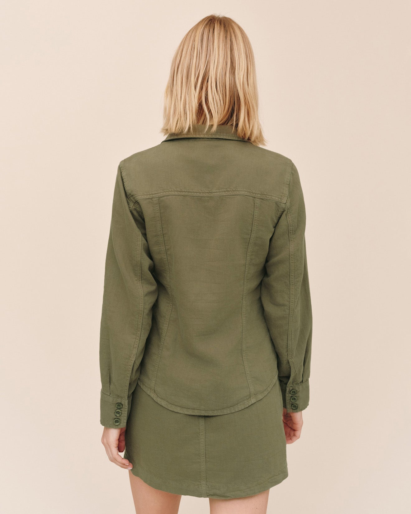 Bella Dahl Fitted Trucker Shirt - Olive Green