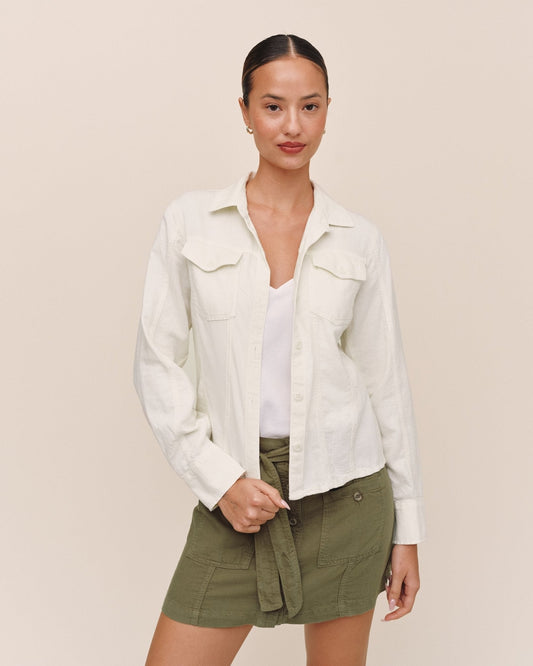 Bella Dahl Fitted Trucker Shirt - Ivory