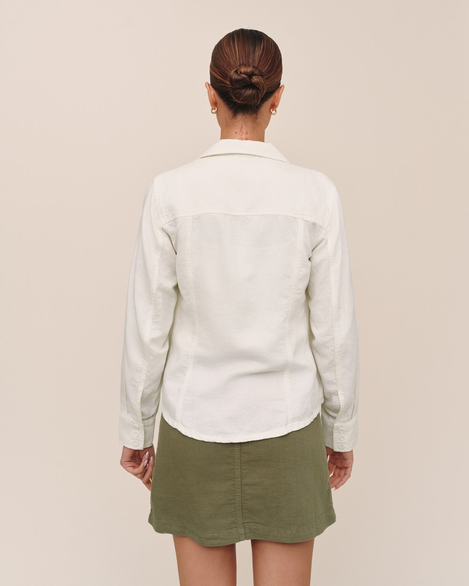Bella Dahl Fitted Trucker Shirt - Ivory