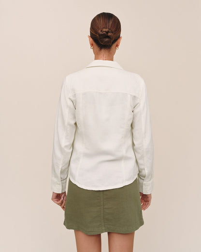 Bella Dahl Fitted Trucker Shirt - Ivory