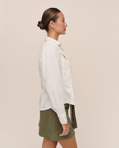 Bella Dahl Fitted Trucker Shirt - Ivory