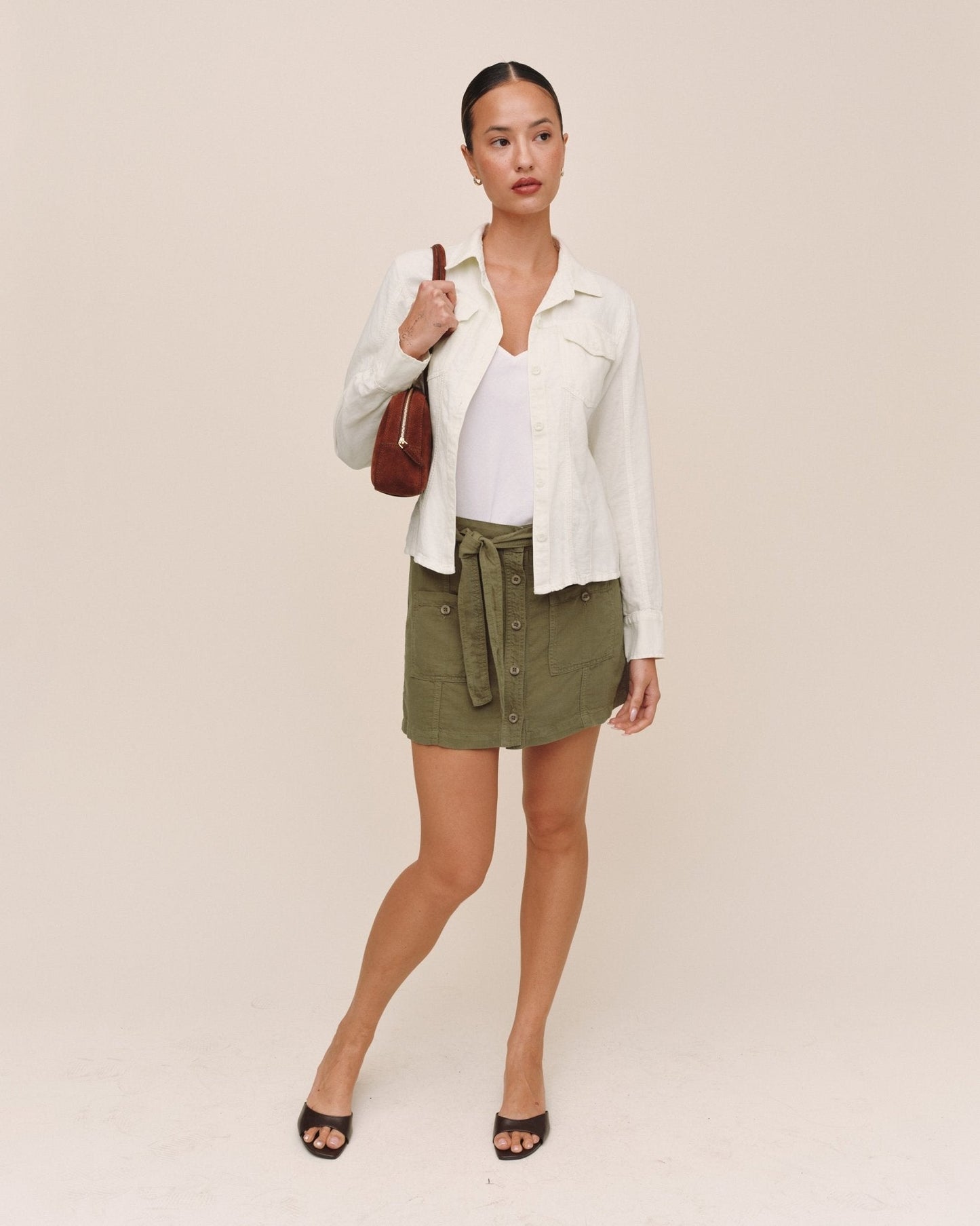 Bella Dahl Fitted Trucker Shirt - Ivory