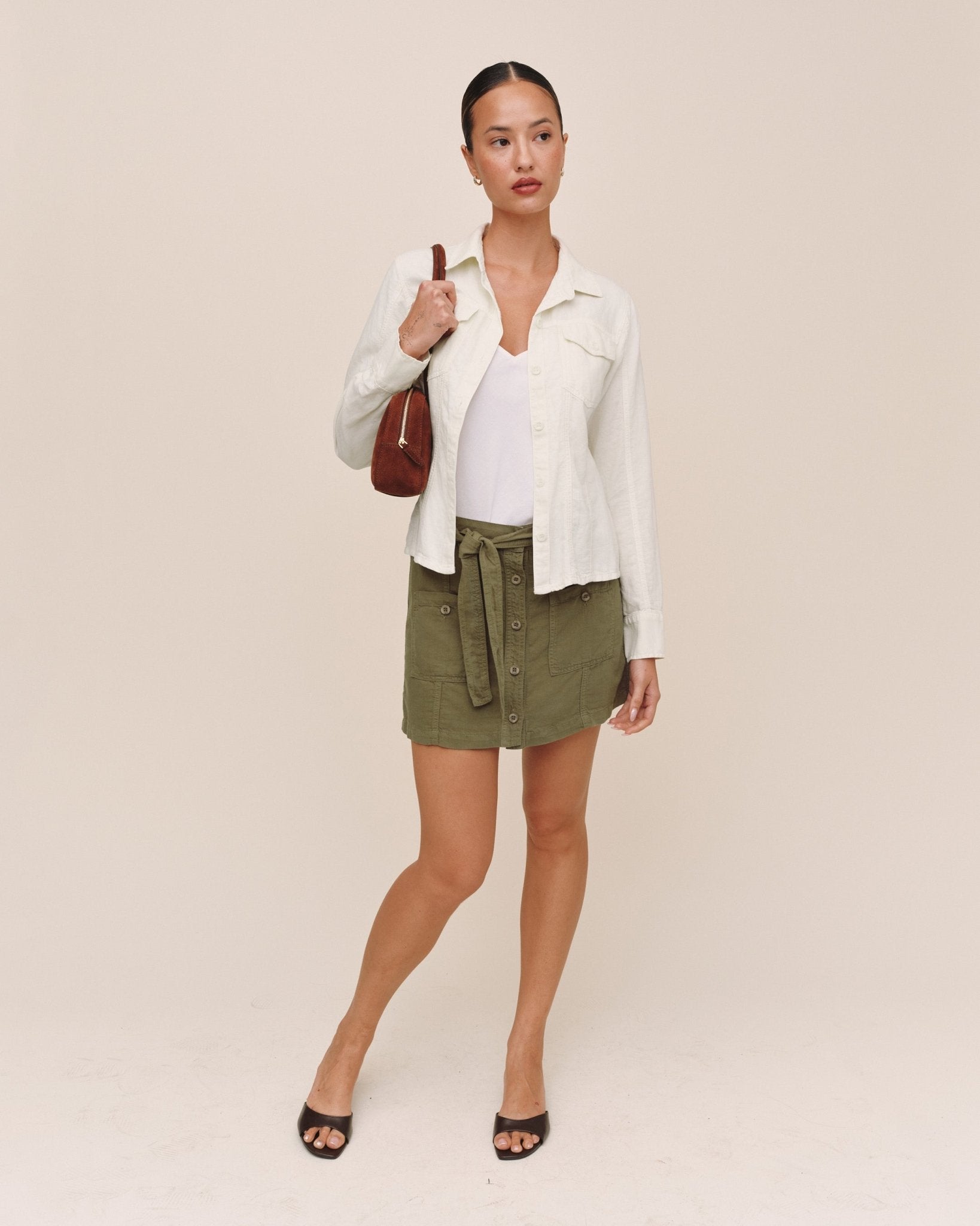 Bella Dahl Fitted Trucker Shirt - Ivory