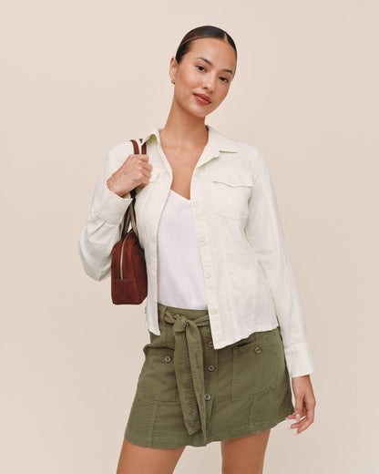 Bella Dahl Fitted Trucker Shirt - Ivory