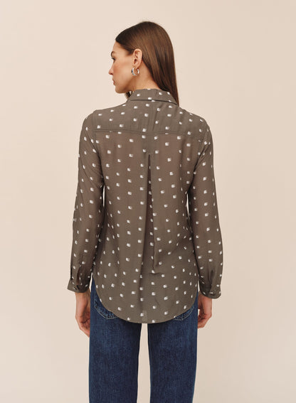 Bella Dahl Classic Button Down - Olive Mosaic Print