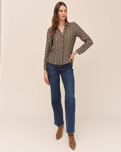 Bella Dahl Classic Button Down - Olive Mosaic Print