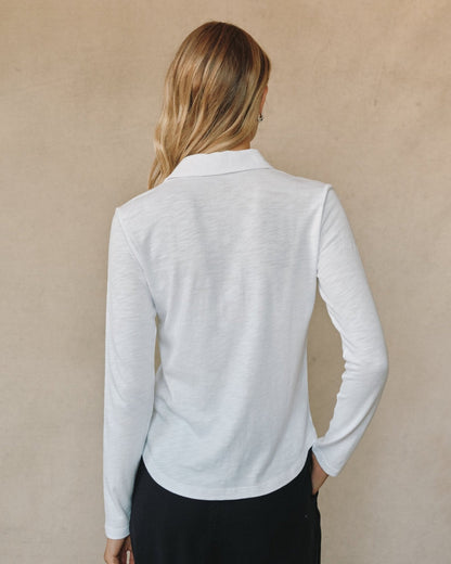 Bella Dahl Long Sleeve Knit Button Down - White - Bella Dahl