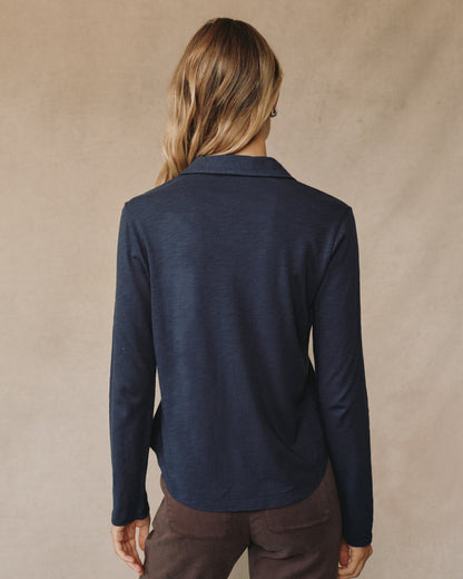 Bella Dahl Long Sleeve Knit Button Down in Endless Sea - Bella Dahl