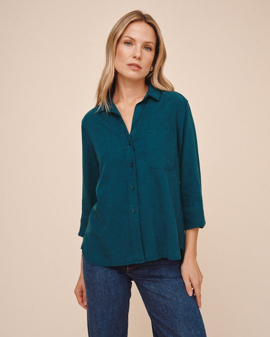 Bella Dahl Shirt Tail Button Down - Twilight Teal