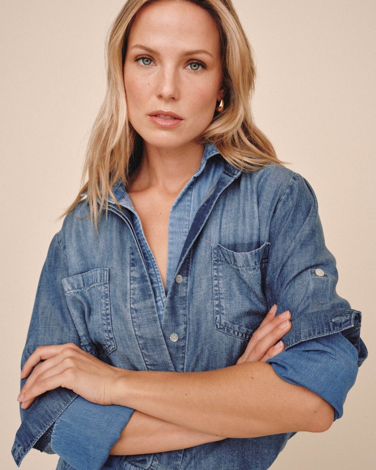 Bella Dahl Split Back Button Down - Shadow Blue Wash