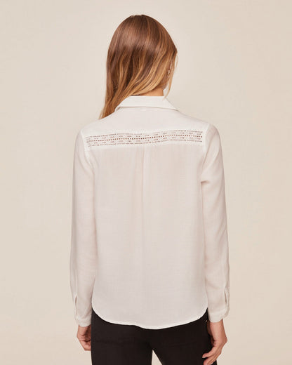 Bella Dahl Long Sleeve Shirt With Lace Inset - Ivory