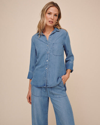 Bella Dahl Shirt Tail Button Down - Indigo Harbor Wash