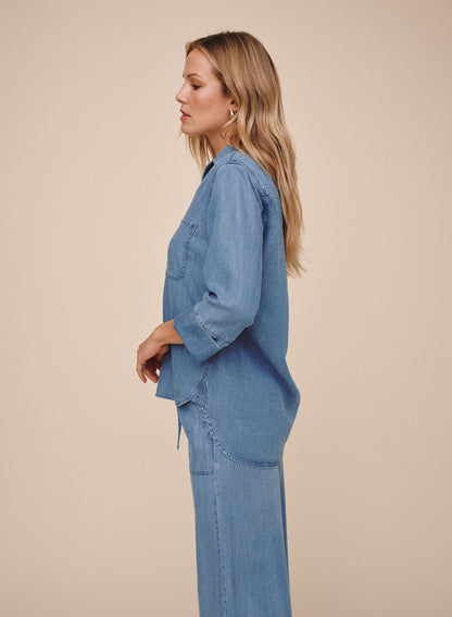 Bella Dahl Shirt Tail Button Down - Indigo Harbor Wash