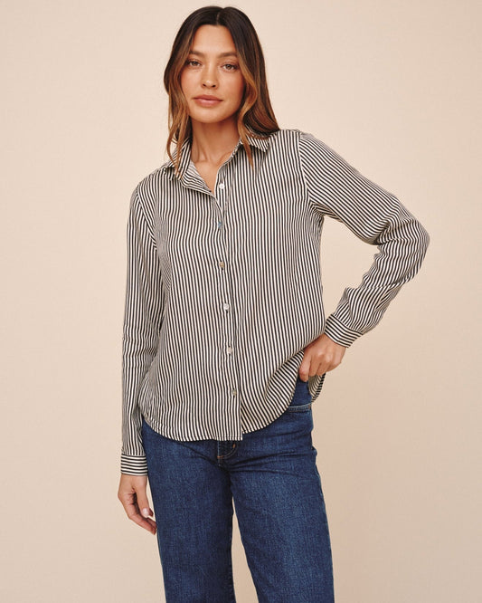 Bella Dahl Button Down Shirt - Vintage Pinstripe