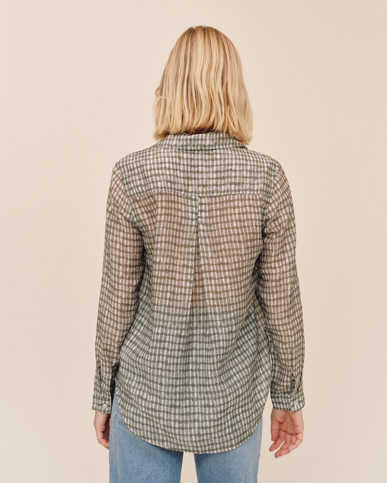 Bella Dahl Classic Button Down - Olive Gingham Print