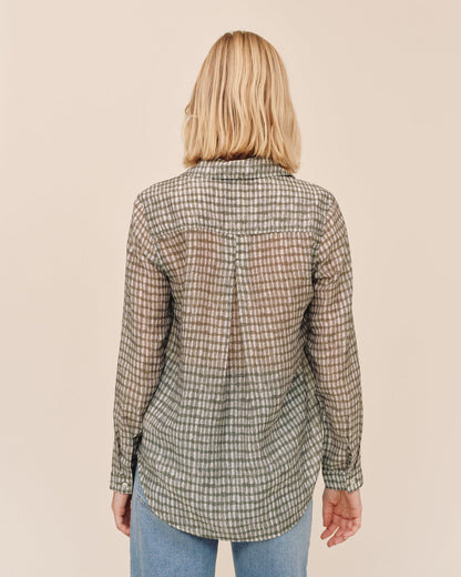 Bella Dahl Classic Button Down - Olive Gingham Print