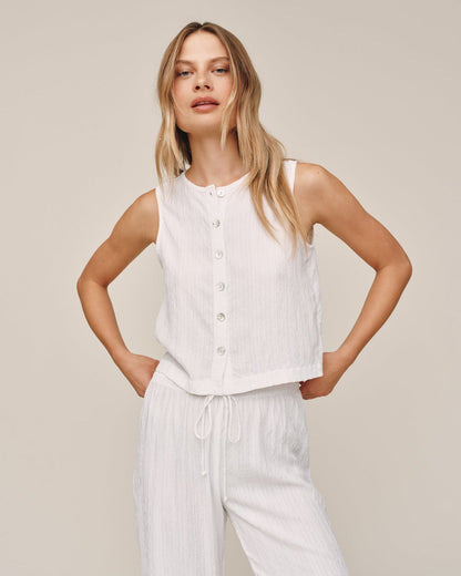 Bella Dahl Sleeveless Button Front Top - White