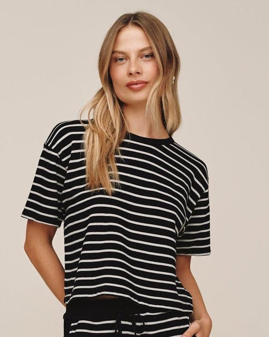 Bella Dahl Short Sleeve Tee - Black & Ivory Stripe