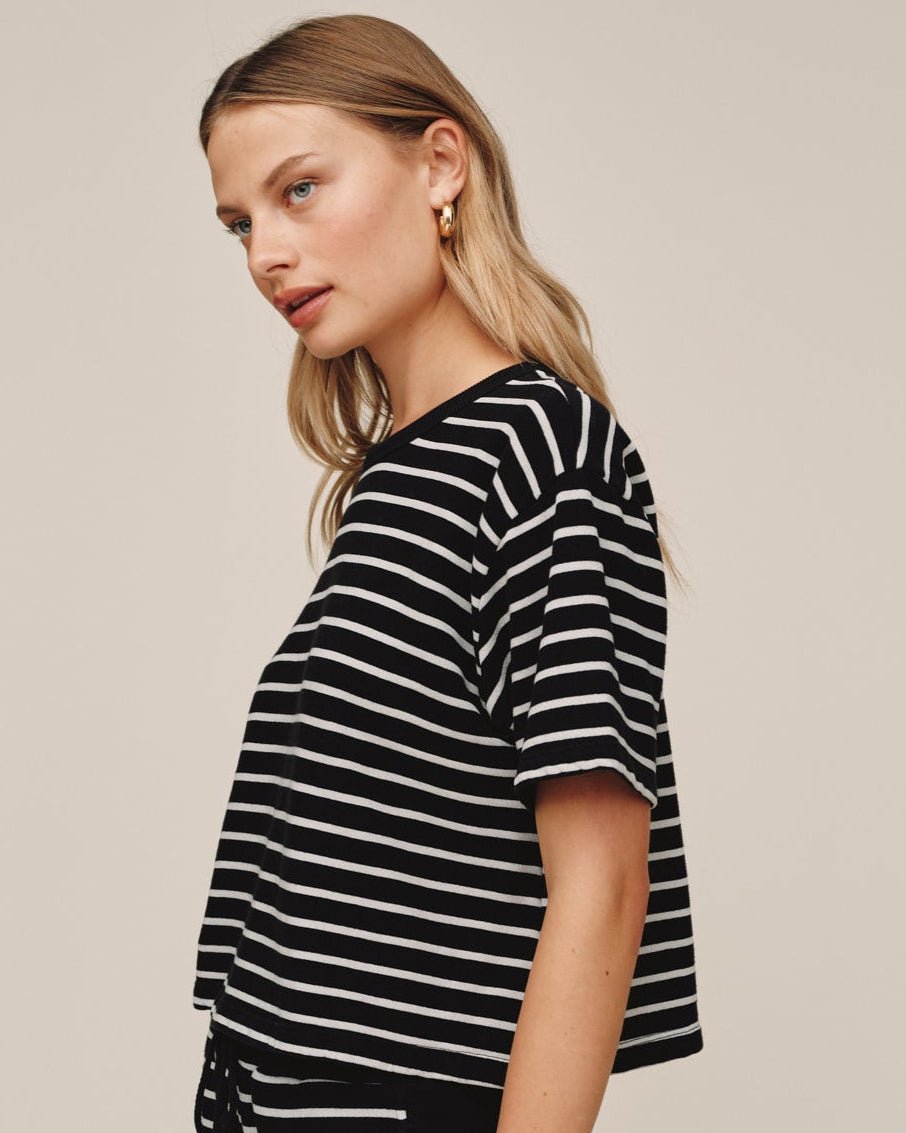 Bella Dahl Short Sleeve Tee - Black & Ivory Stripe