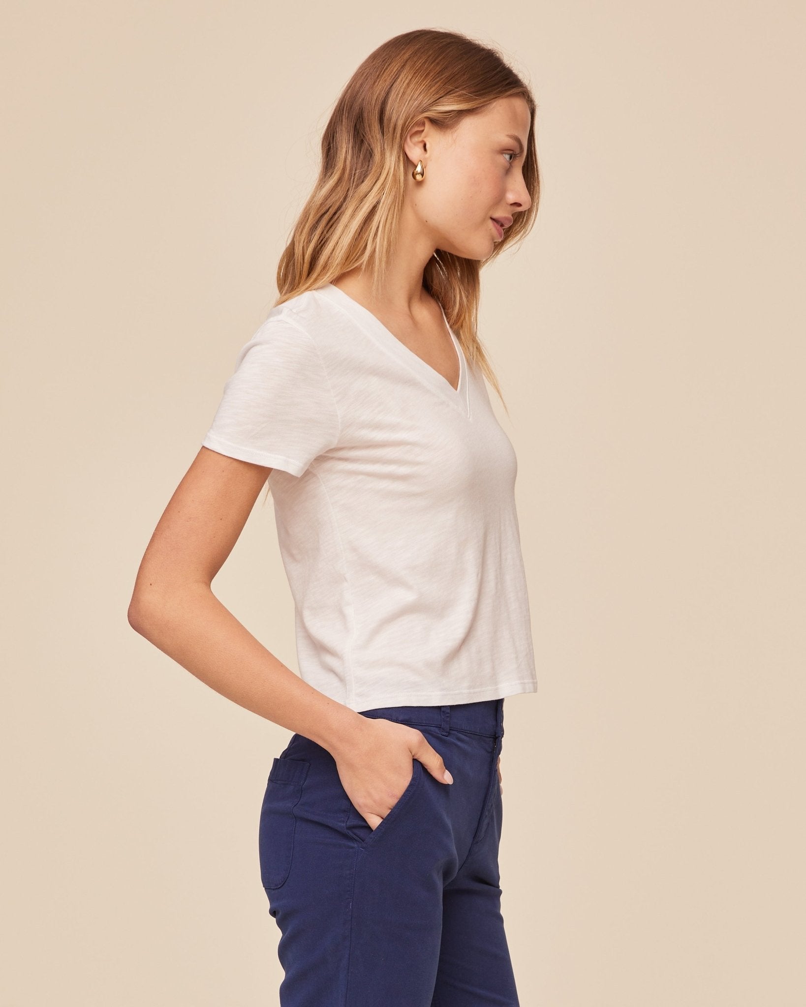 Bella Dahl V Neck Tee - White