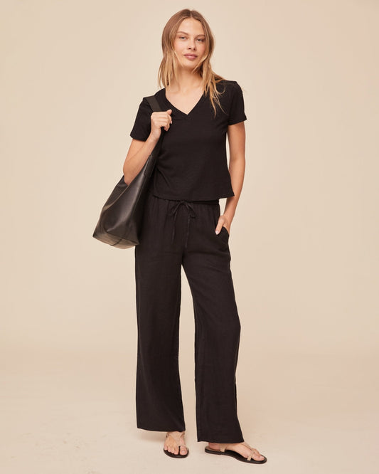 Bella Dahl V Neck Tee - Black