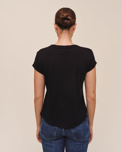 Bella Dahl Baby Crew Tee in Black - Comfortable Everyday Wear - Bella Dahl