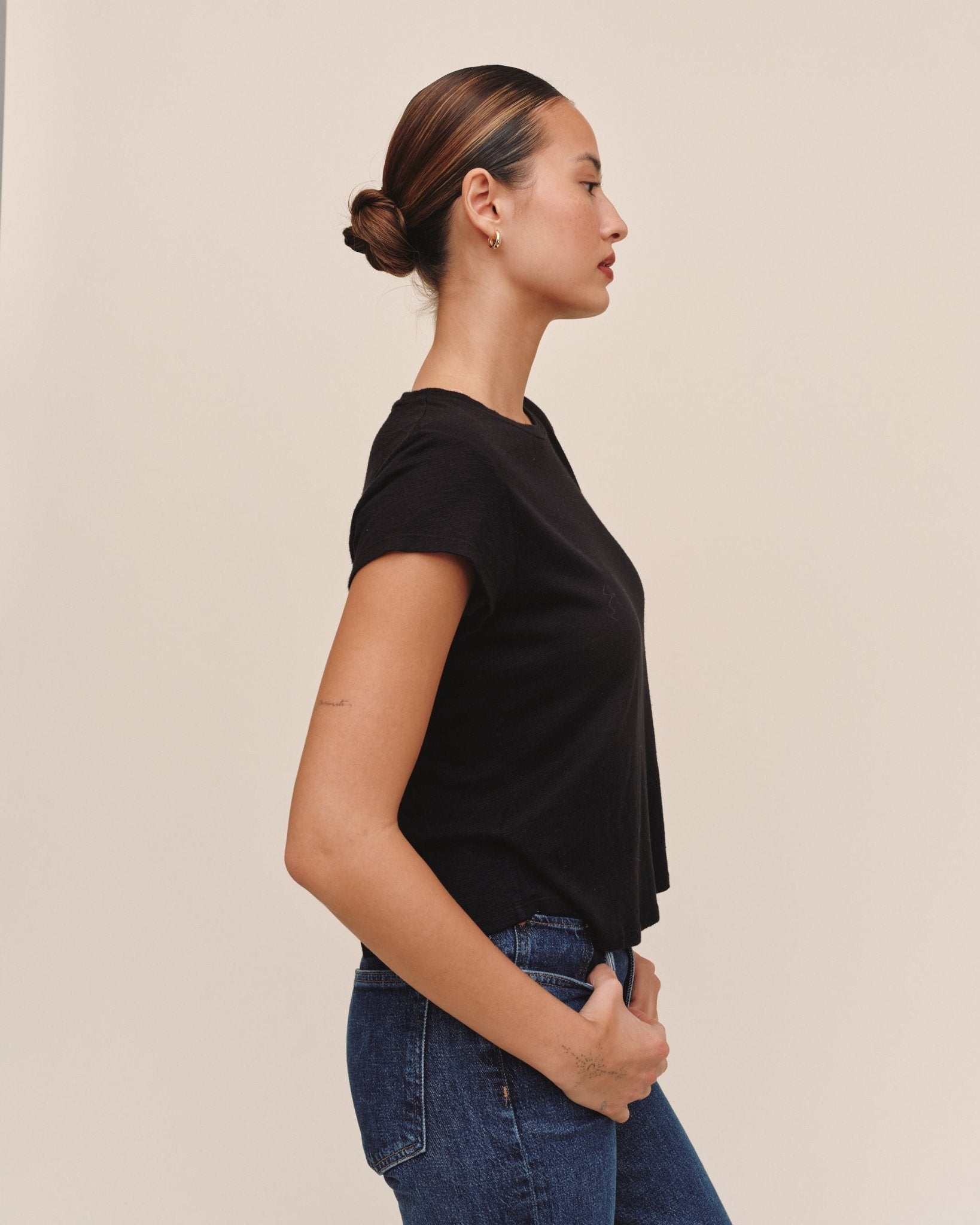 Bella Dahl Baby Crew Tee in Black - Comfortable Everyday Wear - Bella Dahl
