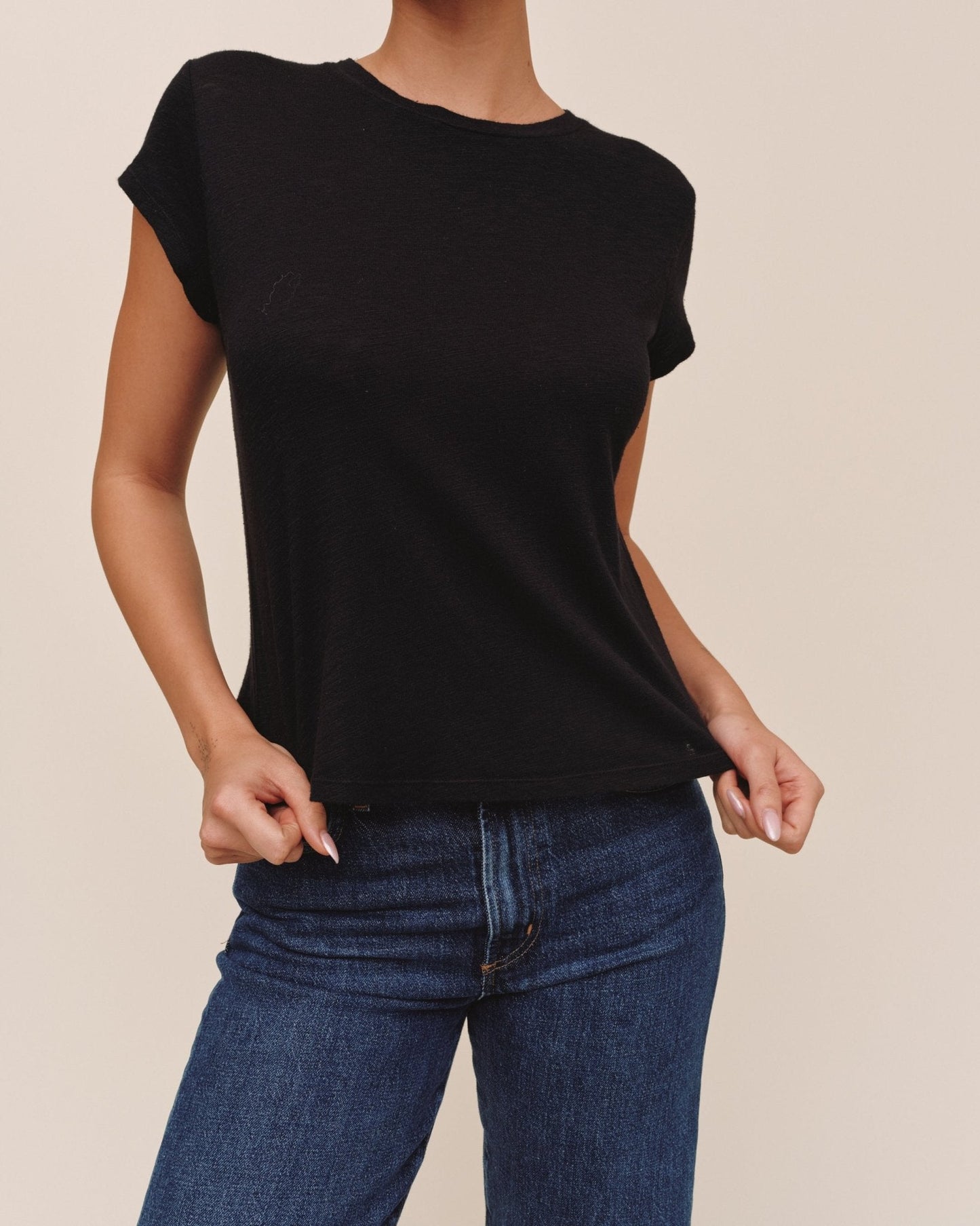 Bella Dahl Baby Crew Tee in Black - Comfortable Everyday Wear - Bella Dahl