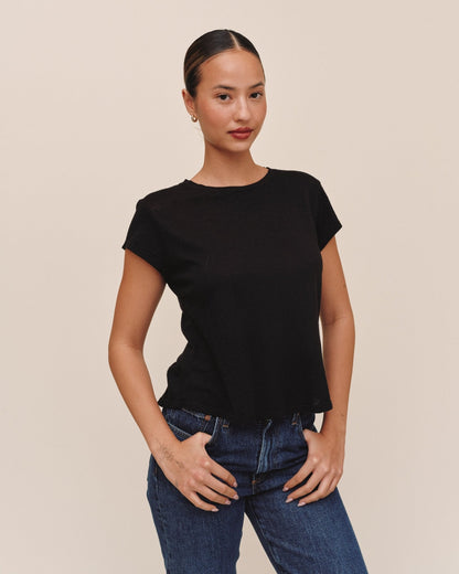 Bella Dahl Baby Crew Tee in Black - Comfortable Everyday Wear - Bella Dahl
